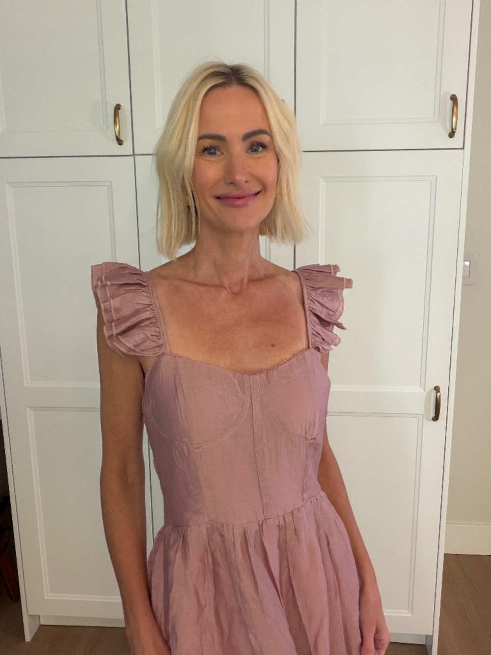 Ruffled strap midi dress